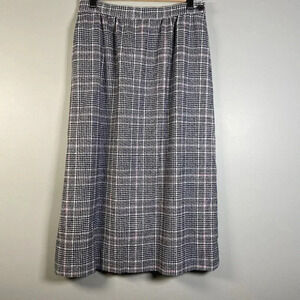 VINTAGE Pendleton Size 6 Wool Plaid Tartan Midi Skirt USA Blue Tan A-line